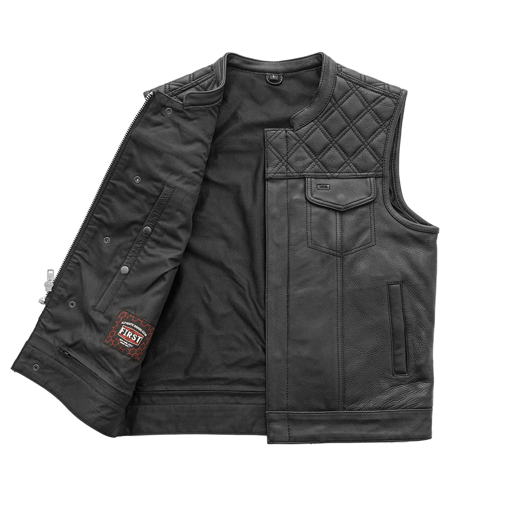 Downside Motorcycle Leather Vest - Black