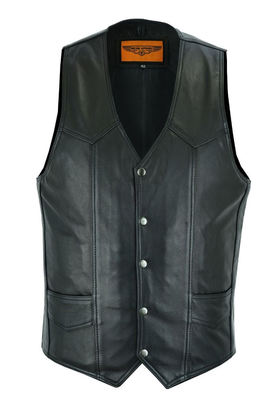 Mens Plain Black Leather Vest