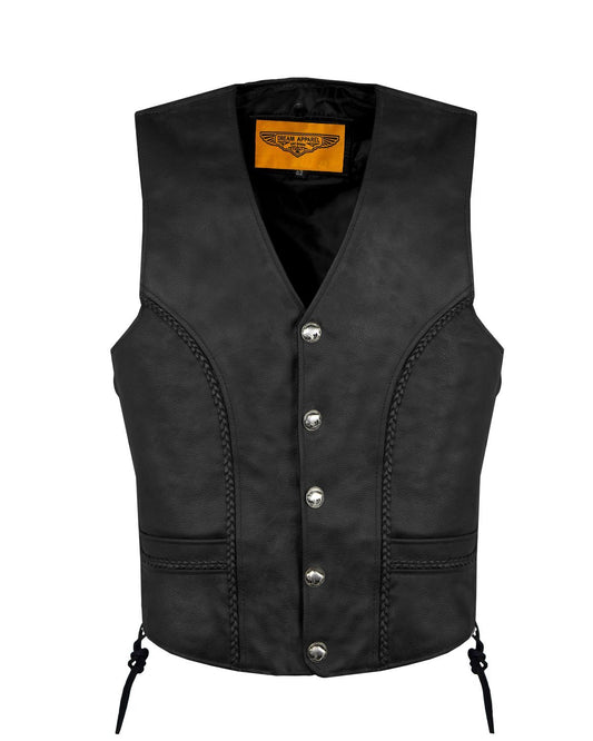 Men's Leather Vest With Buffalo Nickel Snaps