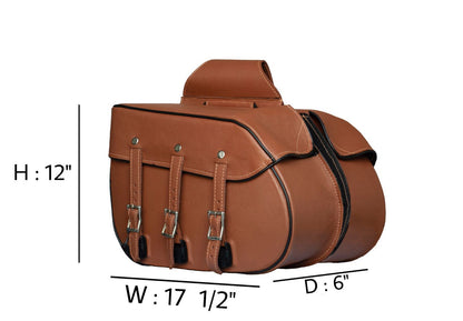Genuine Premium Naked Brown Leather Concealed Carry Motorcycle Saddlebags