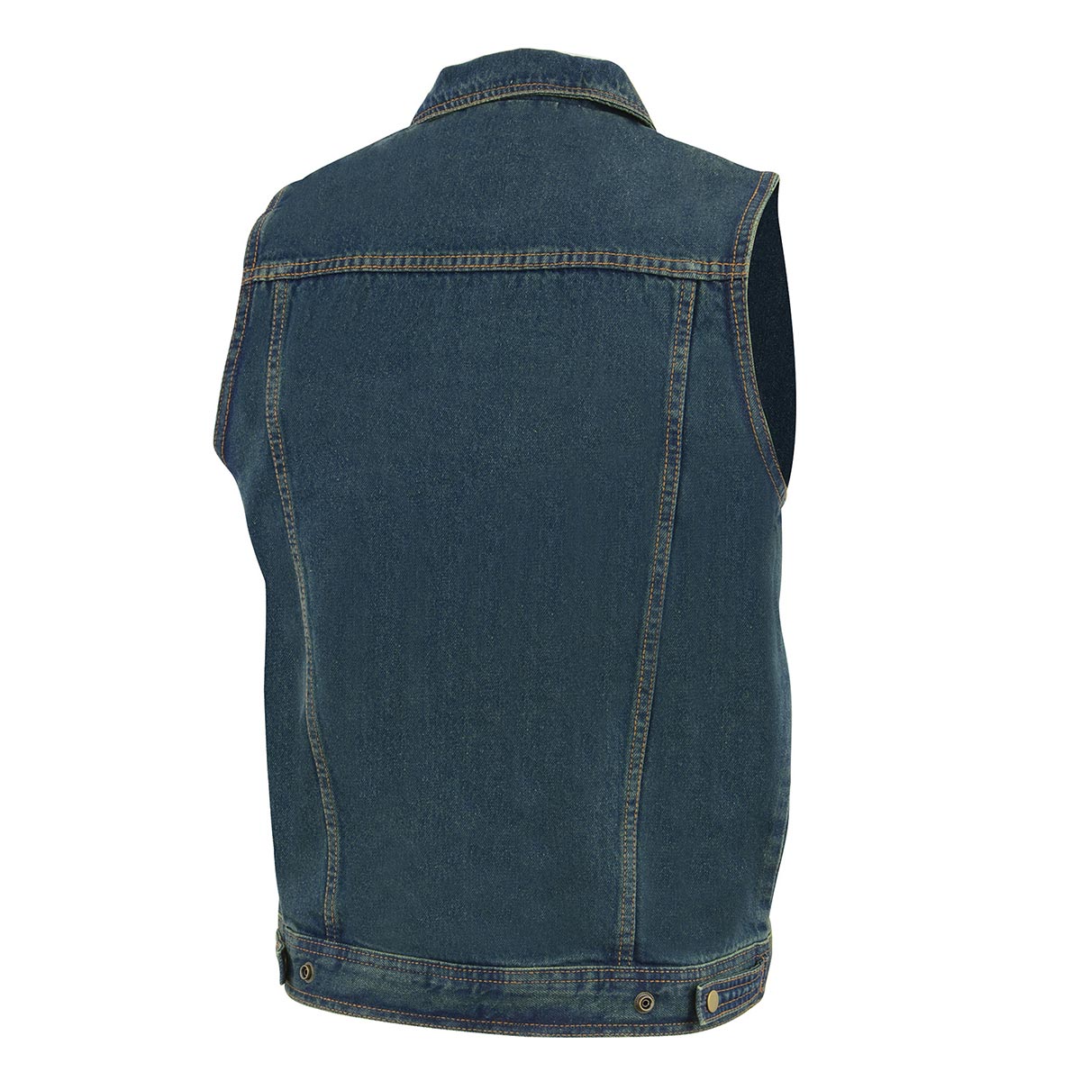 Men's Blue Snap Front Denim Vest with Shirt Collar