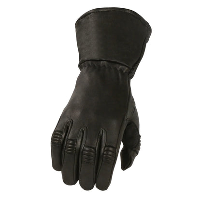 Men's Black Deerskin Leather Thermal Lined Gauntlet Gloves