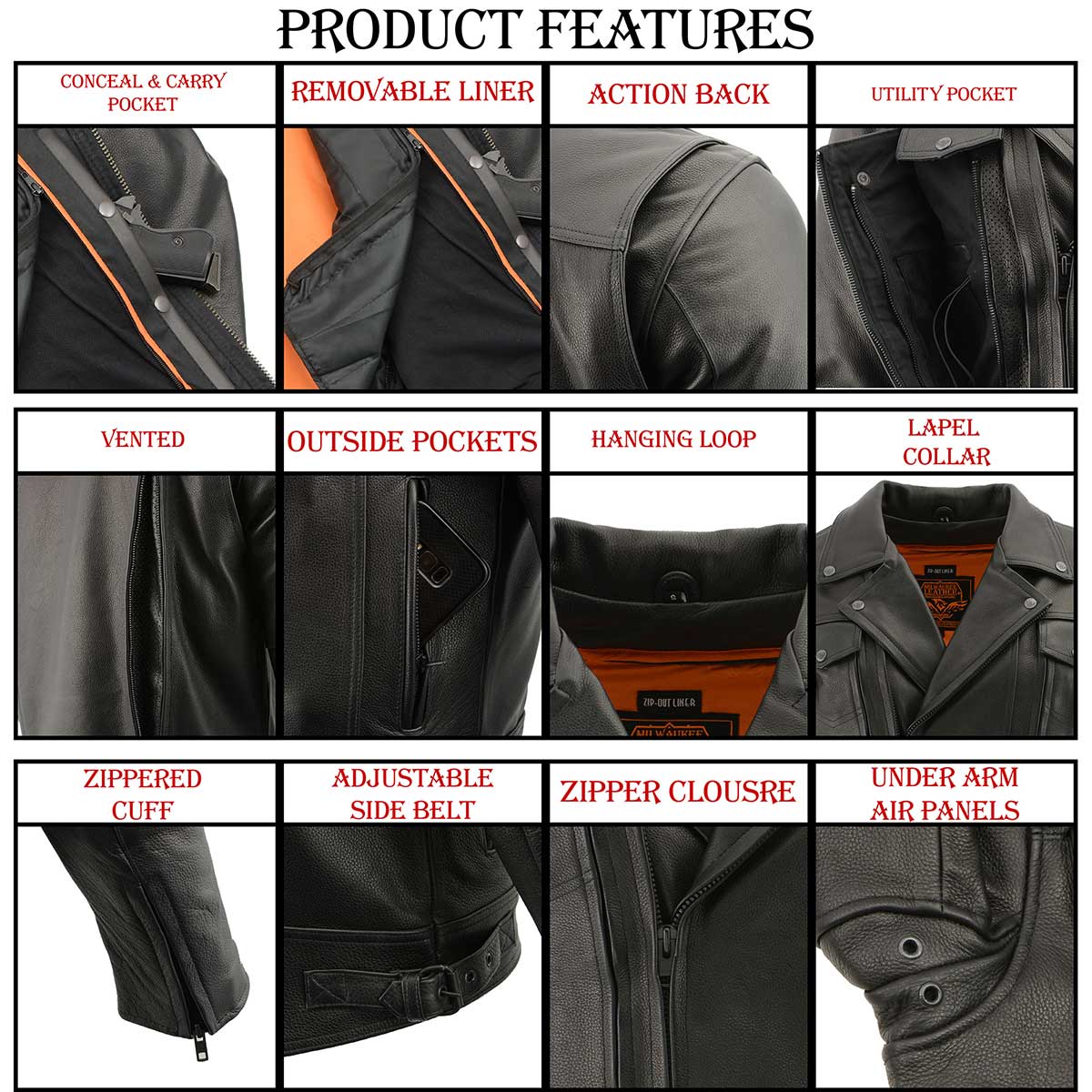 Men's Brown Buffalo Leather Scooter Jacket with Euro collar, Zip-out Liner  & Side Laces - Sizes 40 to 56