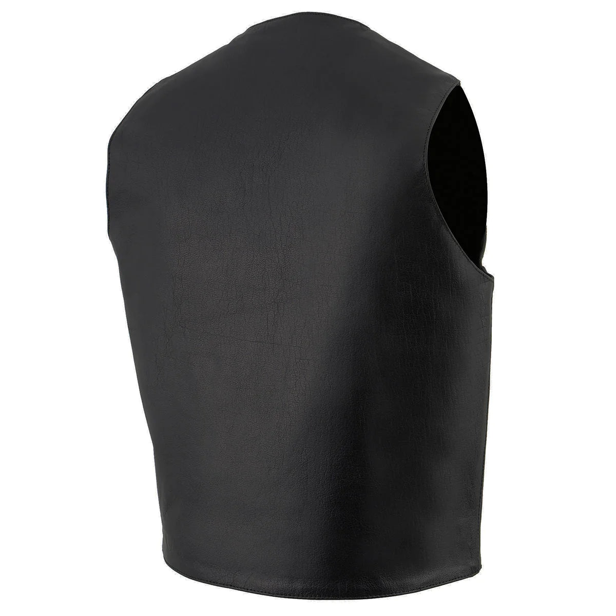 Men's Black Leather Classic Snap Front Vest