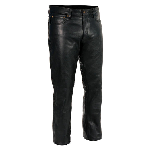 Men's Black Classic 5 Pocket Leather Pants