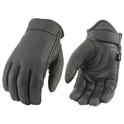 Men's Black Leather Waterproof Cruiser Motorcycle Hand Gloves W/ Gel Padded Palm