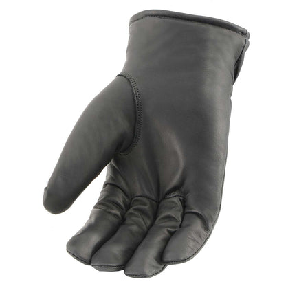 Men's Black Leather Waterproof Cruiser Motorcycle Hand Gloves