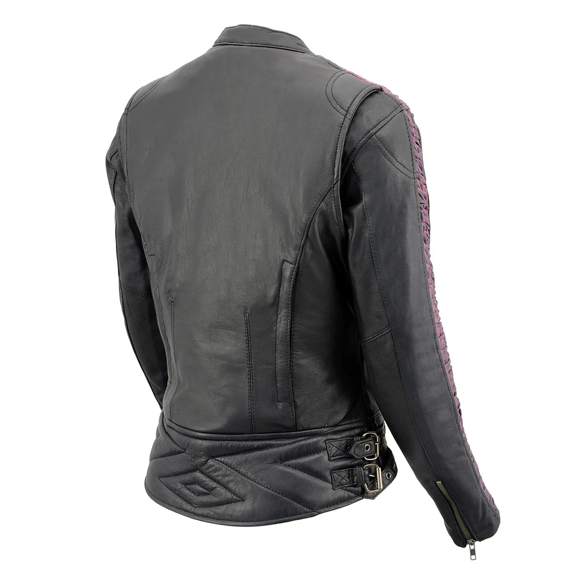 Ladies Black and Purple 'Crinkled Arm' Lightweight Racer Jacket
