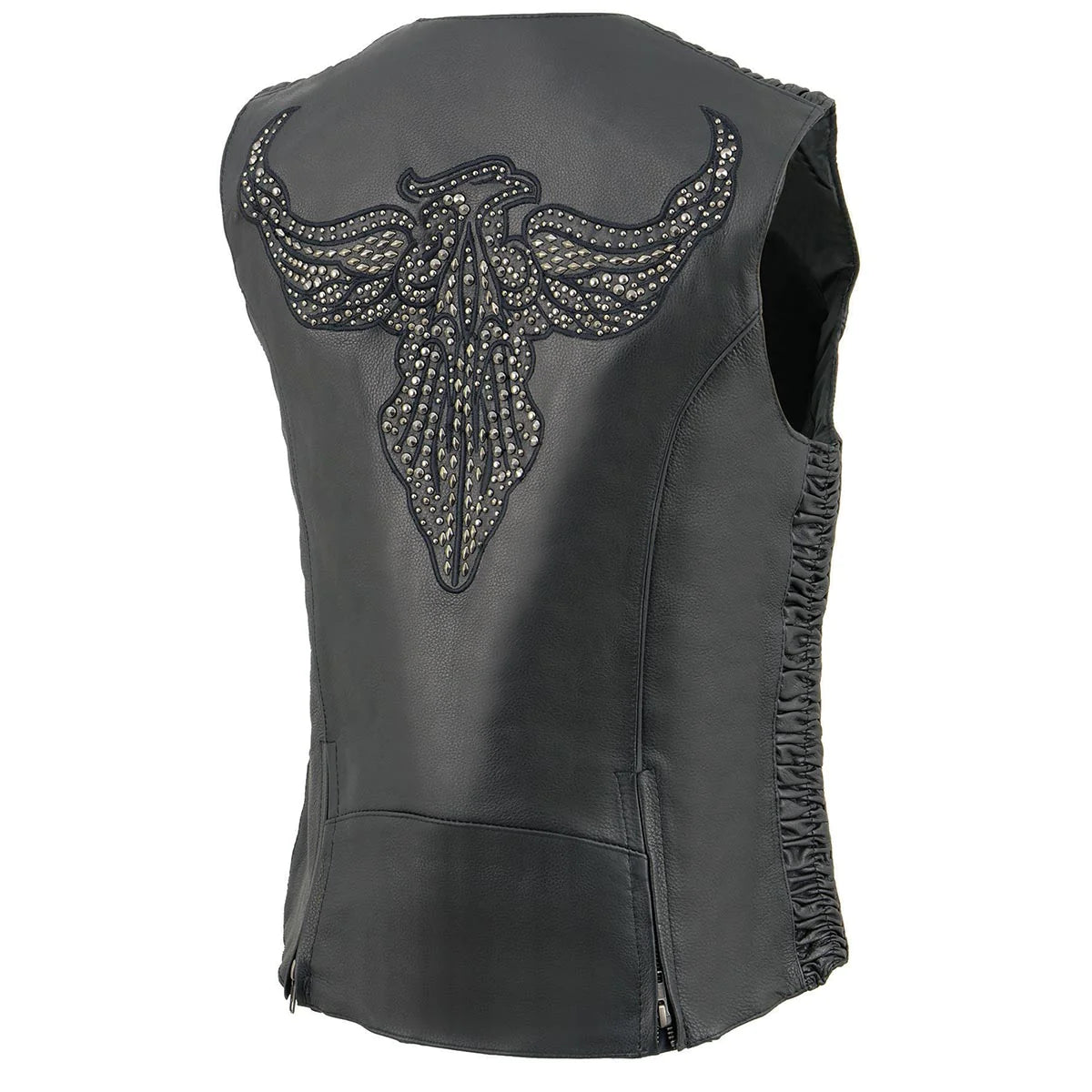 Ladies Black 'Studded Phoenix' Leather Vest 5.0 star rating 3 Reviews