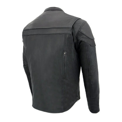 Men's Black 'Cool-Tec' Leather Sporty Scooter Jacket