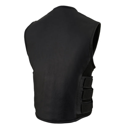 Men's Black ‘SWAT Style’ Leather Motorcycle Vest