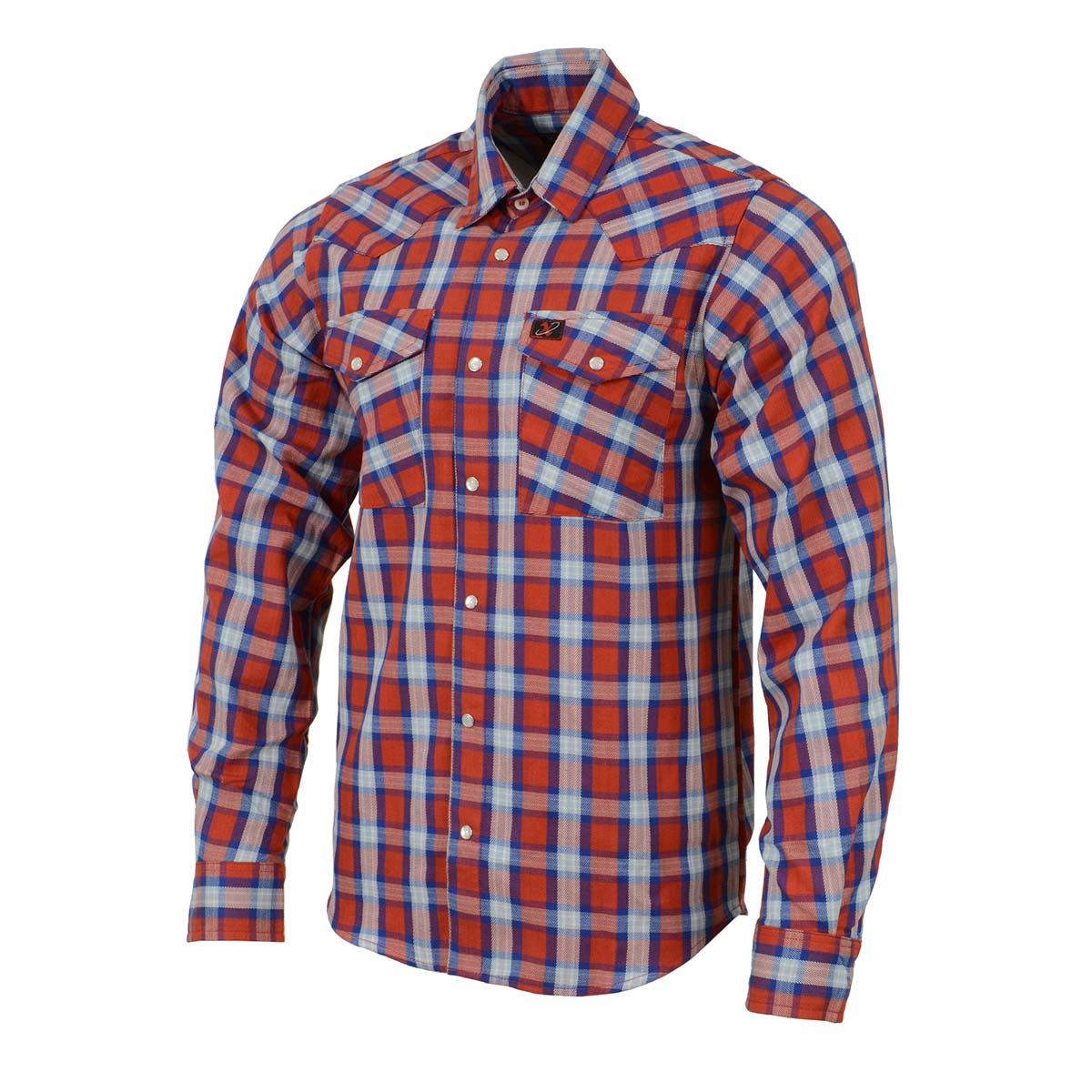 Men's Red and Blue with White Long Sleeve Cotton Flannel Shirt