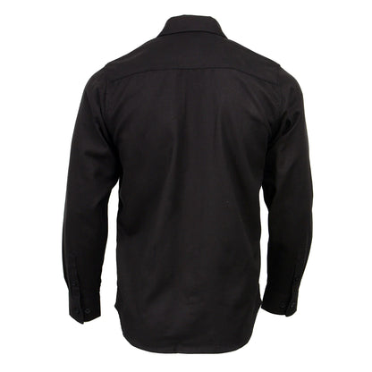 Men's Solid Black Long Sleeve Cotton Flannel Shirt