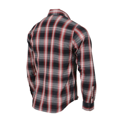 Men's Black and White with Red Long Sleeve Cotton Flannel Shirt