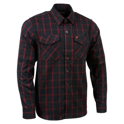 Men's Black and Red Long Sleeve Cotton Flannel Shirt