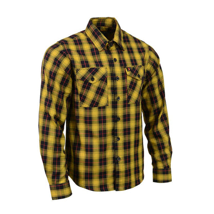 Men's Black and Red with Yellow Long Sleeve Cotton Flannel Shirt