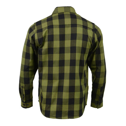Men's Black and Green Long Sleeve Cotton Flannel Shirt