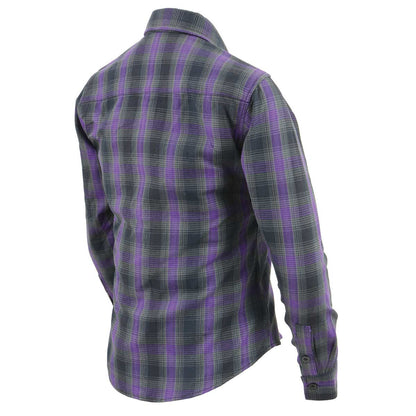 Women's Casual Black with Purple Long Sleeve Casual Cotton Flannel Shirt