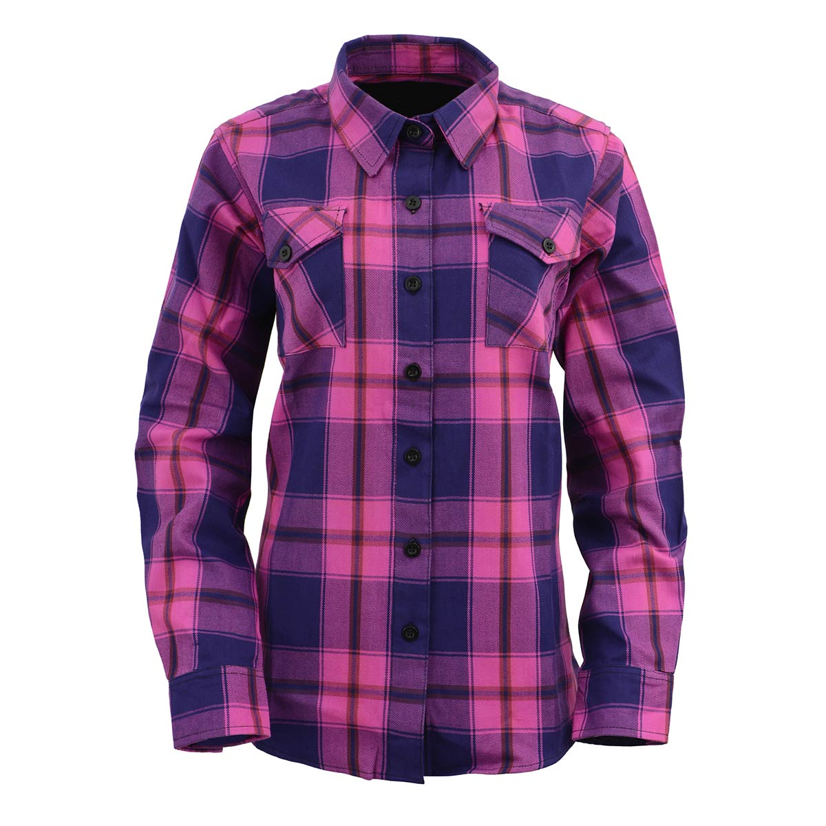 Women's Pink, Blue and Maroon Long Sleeve Cotton Flannel Shirt