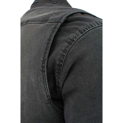 Men's Black Flannel Biker Shirt with CE Approved Armor - Reinforced w/ Aramid Fibers
