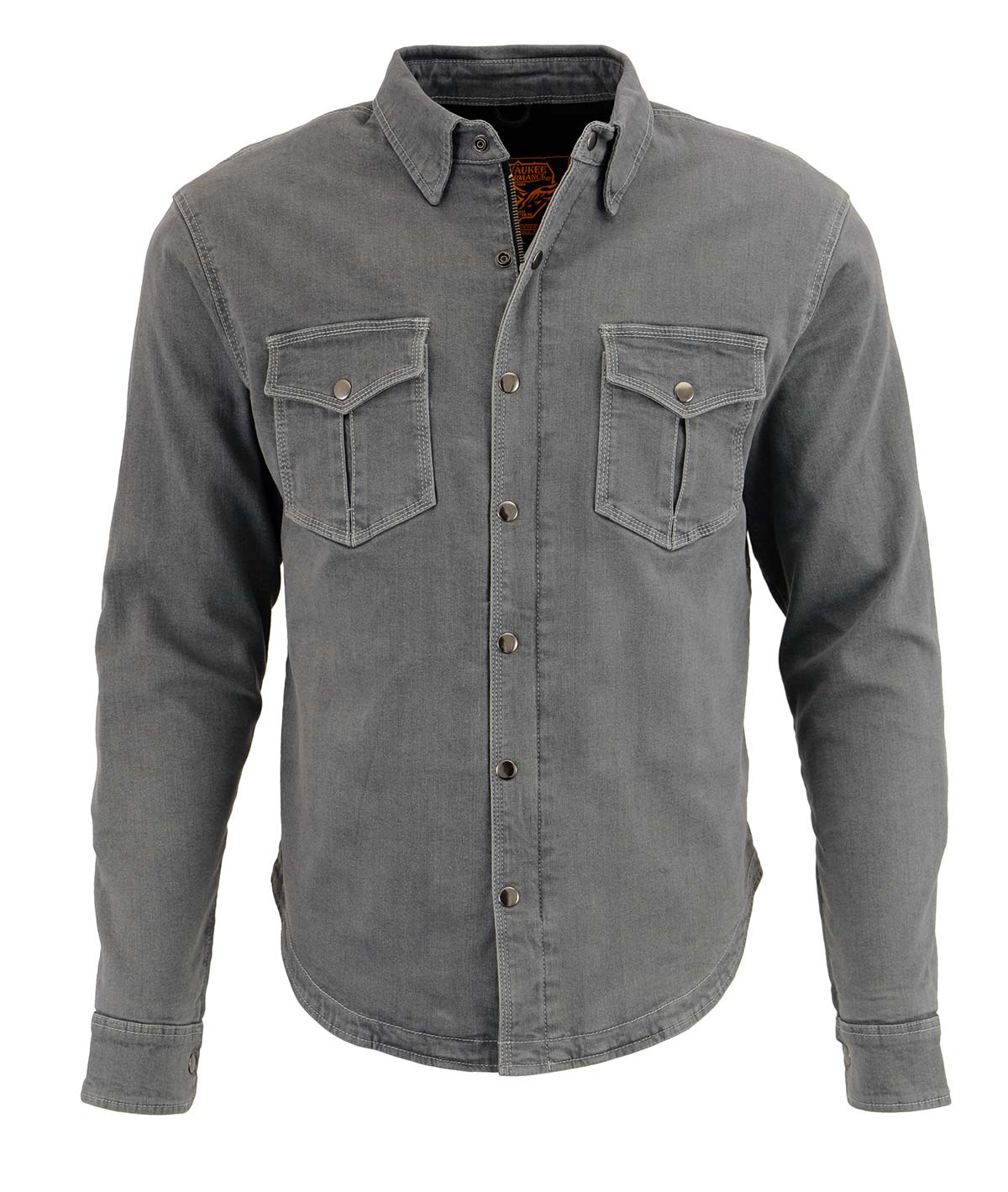 Men's Grey Flannel Biker Shirt with CE Approved Armor - Reinforced