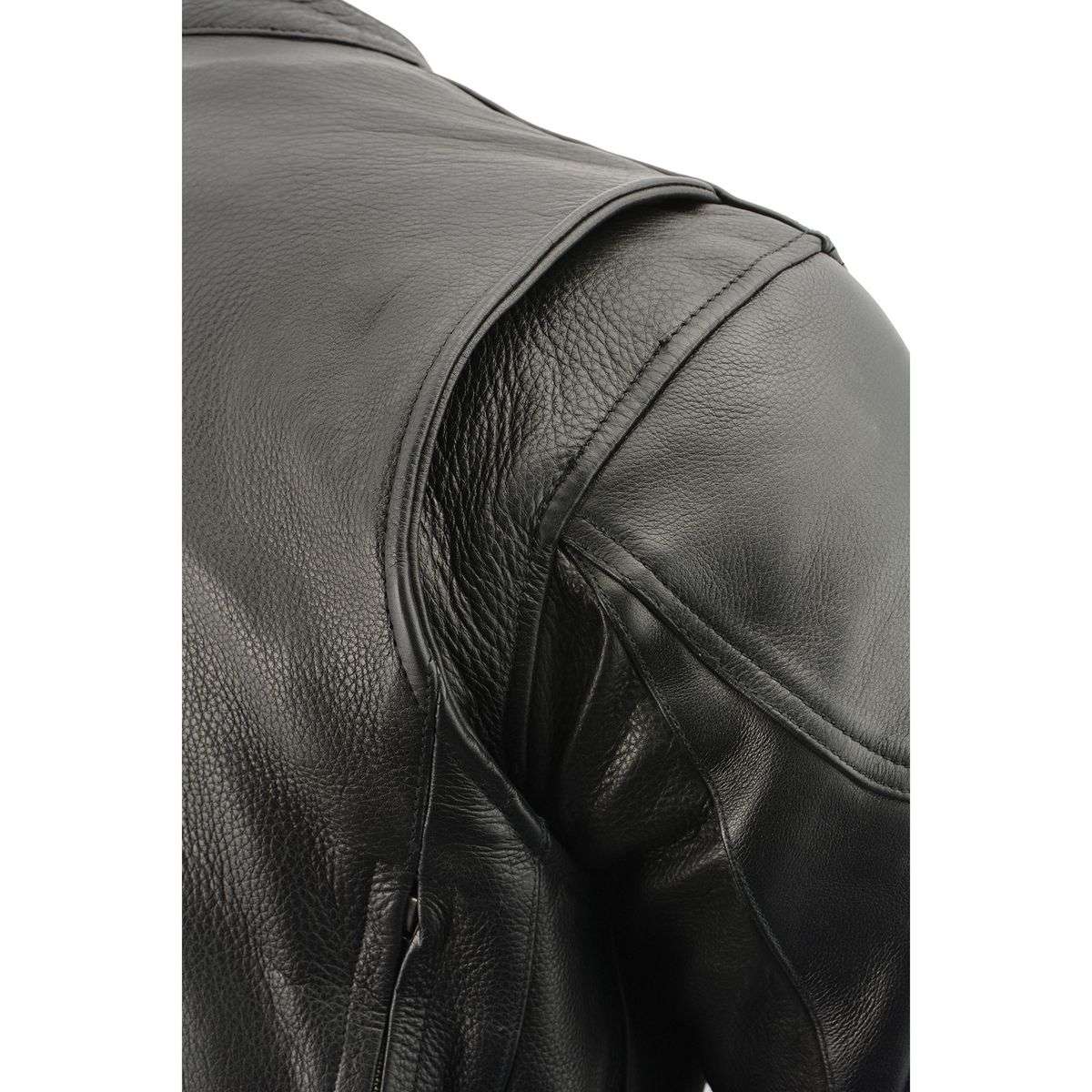 Men's Tall Sizes 'Scooter' Black Vented Leather Jacket with Side Laces