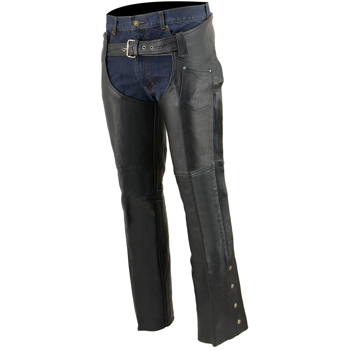Men's Black Classic Fully Lined Leather Chaps