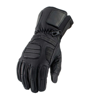 Men's Black Breathable ‘Gauntlet’ Leather Gloves