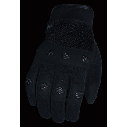 Men's Black Textile Padded Knuckle Mechanics Gloves with Amara Palm