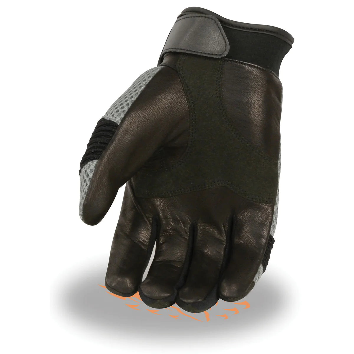 Men's Black with Grey Mesh and Leather Racing Gloves