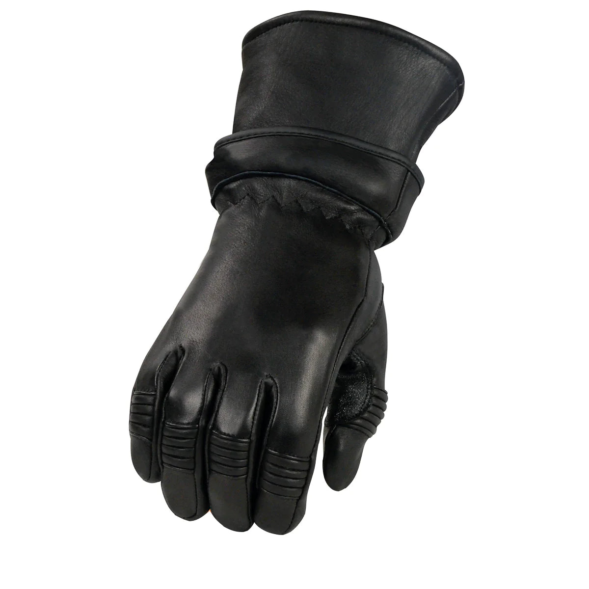 Men's Black Deerskin Leather Gauntlet Gloves with Gel Palm