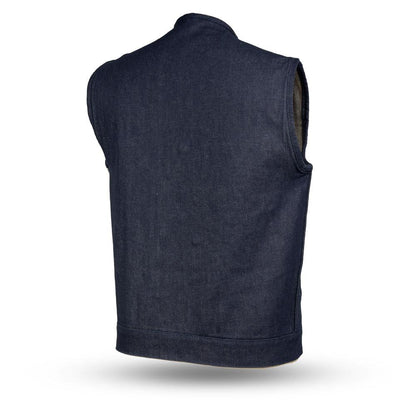 (Haywood )  Rough neck denim Vest (Blue)