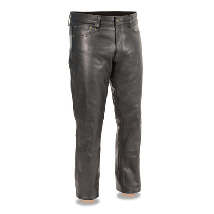 Men's Black Classic 5 Pocket Leather Pants