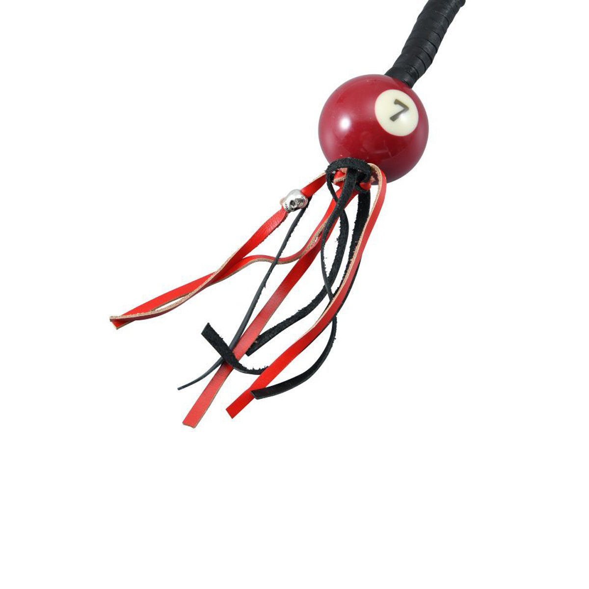 Dream Apparel® Black And Red Fringed Get Back Whip with Red Pool Ball No 7