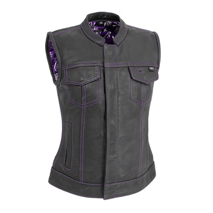 Jessica - Women's Club Style Motorcycle Leather Vest (Limited Edition)