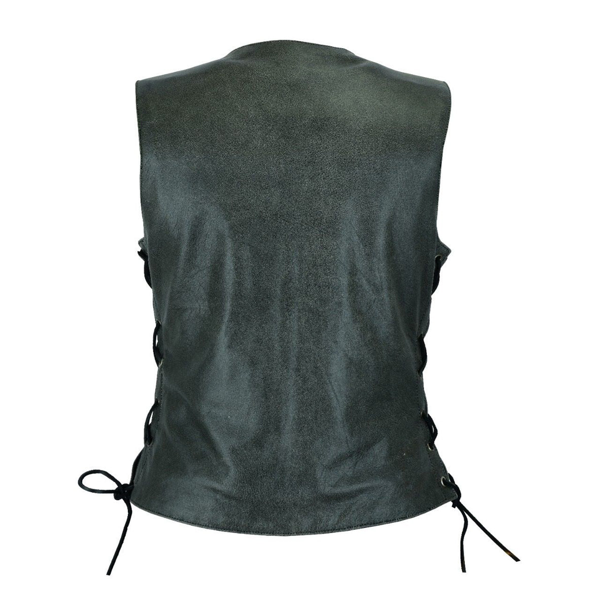 Women Vest with Side Laces Grey Leather