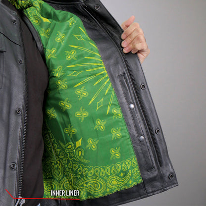 Hot Leathers Vest Paisley Green Liner Carry Conceal