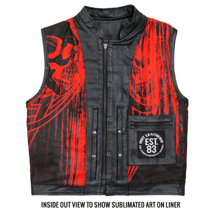 Hot Leathers Vest Over The Top Skull Liner Carry Conceal