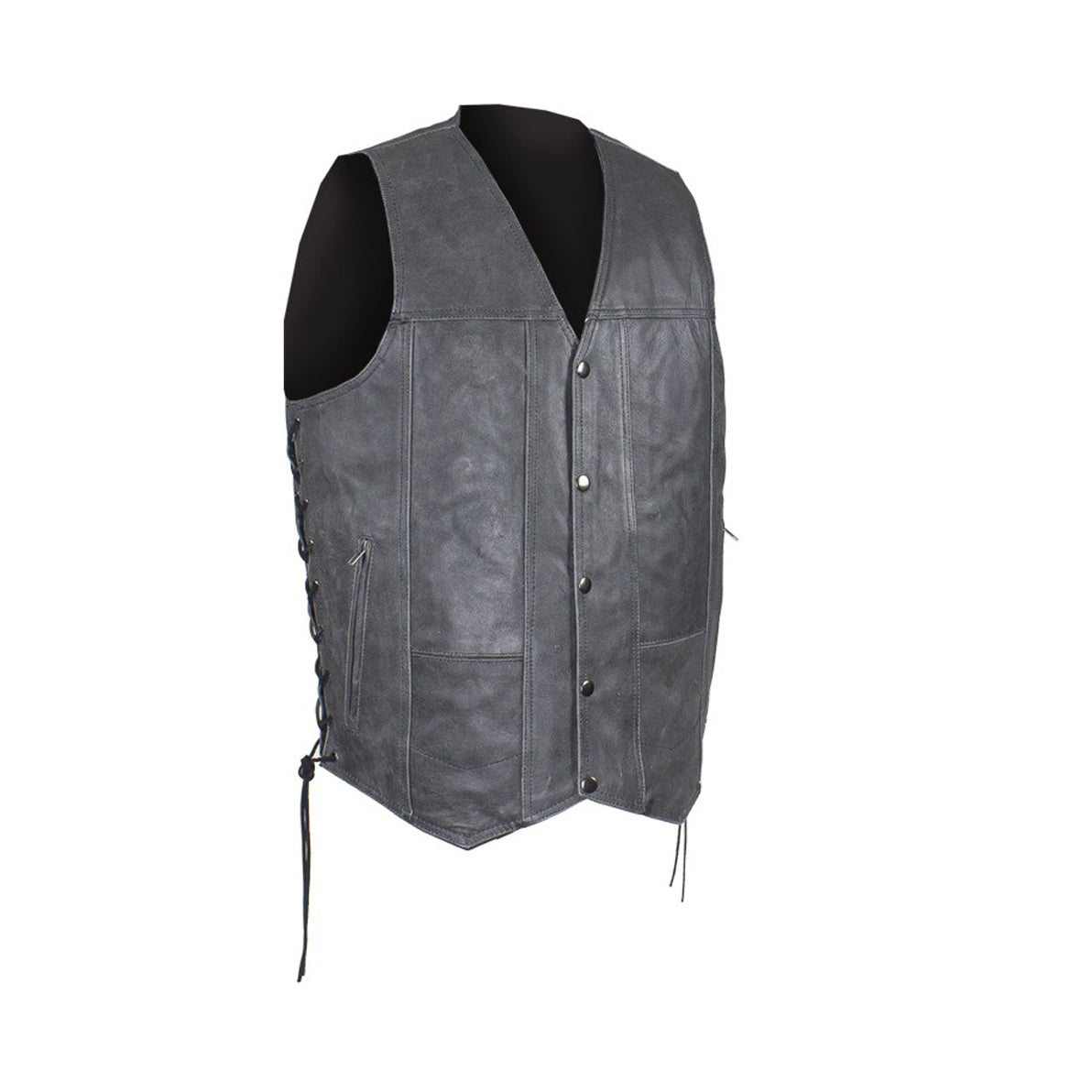 Men's Gray Club Vest with Concealed Carry Pockets & Side Laces