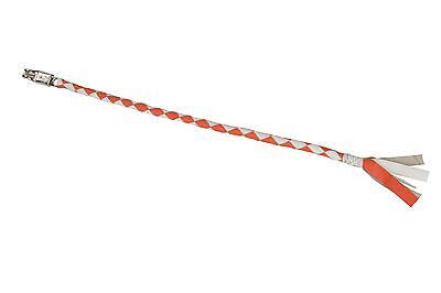 MOTORCYCLE 39" WHITE/ORANGE BRAIDED BIKER OLD SCHOOL REAL LEATHER WHIP