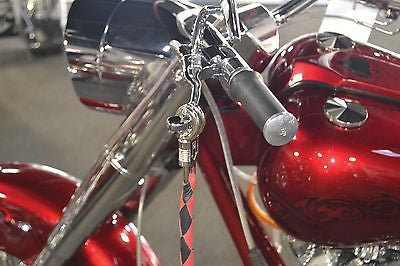 MOTORCYCLE 39" Blk/Red Braided Biker Old School Get Back Whip