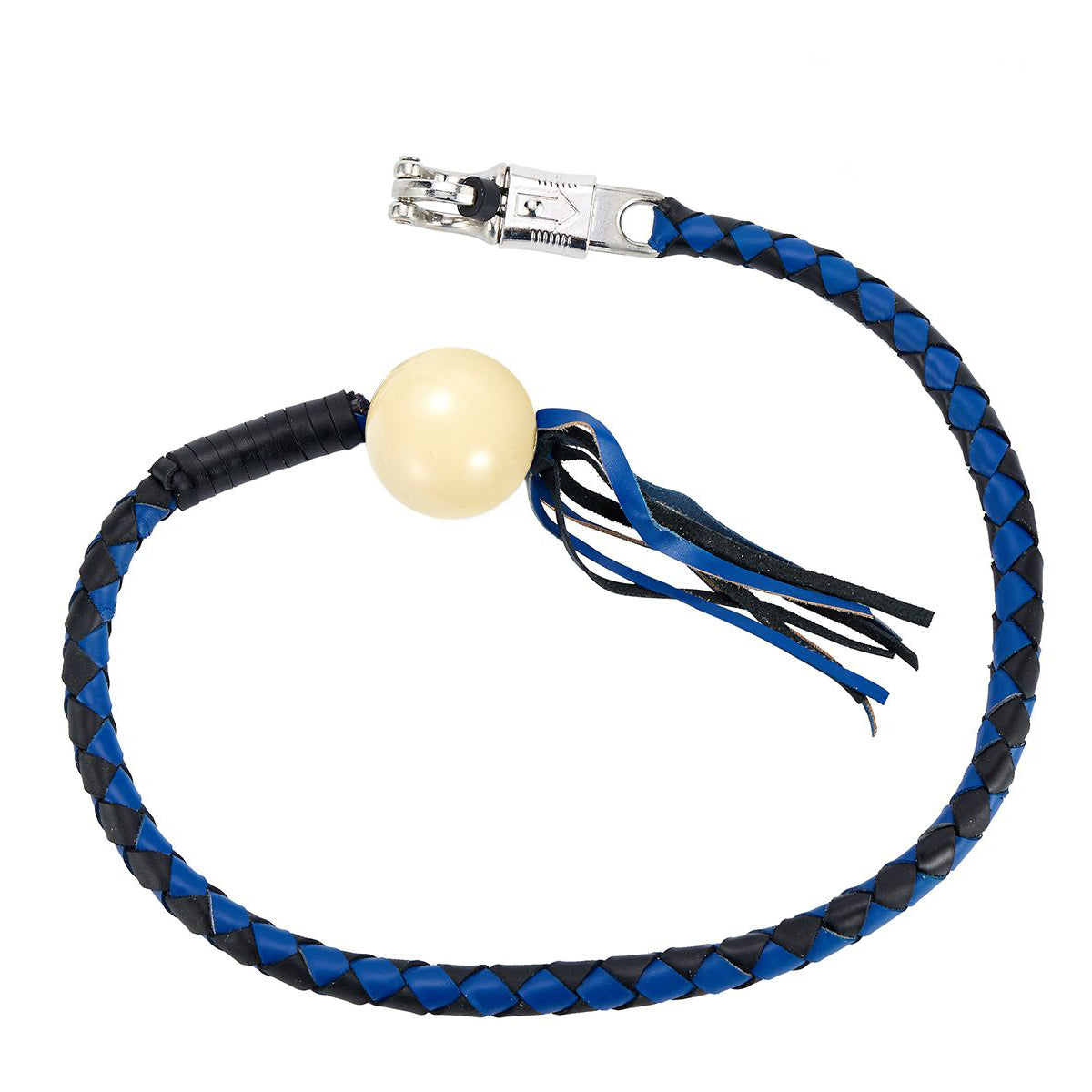 Black And Blue Fringed Get Back Whip With Pool White Ball