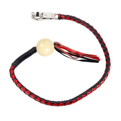 Black And Red Fringed Get Back Whip With White Pool Ball