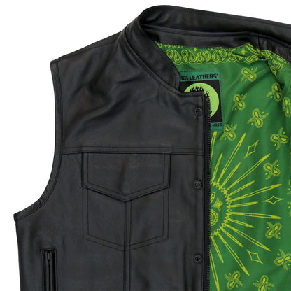 Hot Leathers Vest Paisley Green Liner Carry Conceal