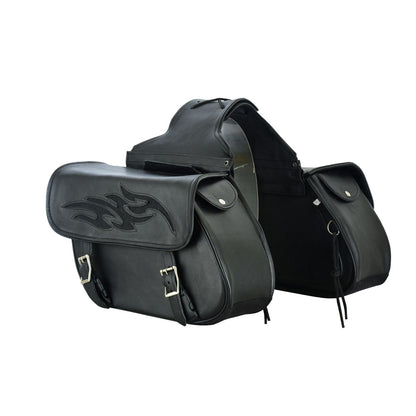 Genuine Naked Leather Concealed Carry Saddlebag with Flame