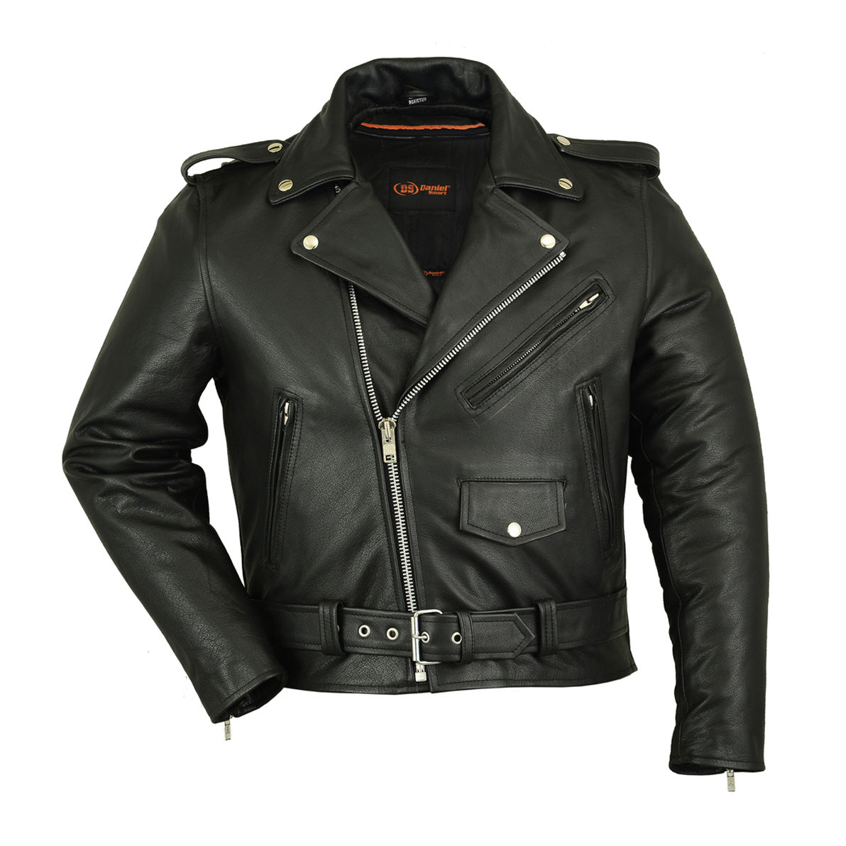 Men's Classic Plain Side Police Style M/C Jacket