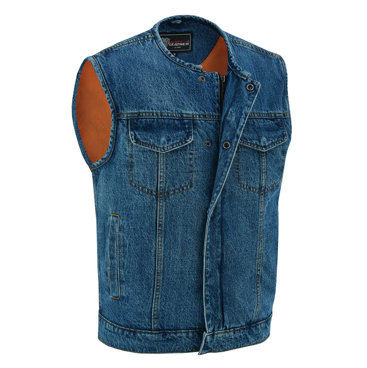 Men's Blue Denim Collarless Vest