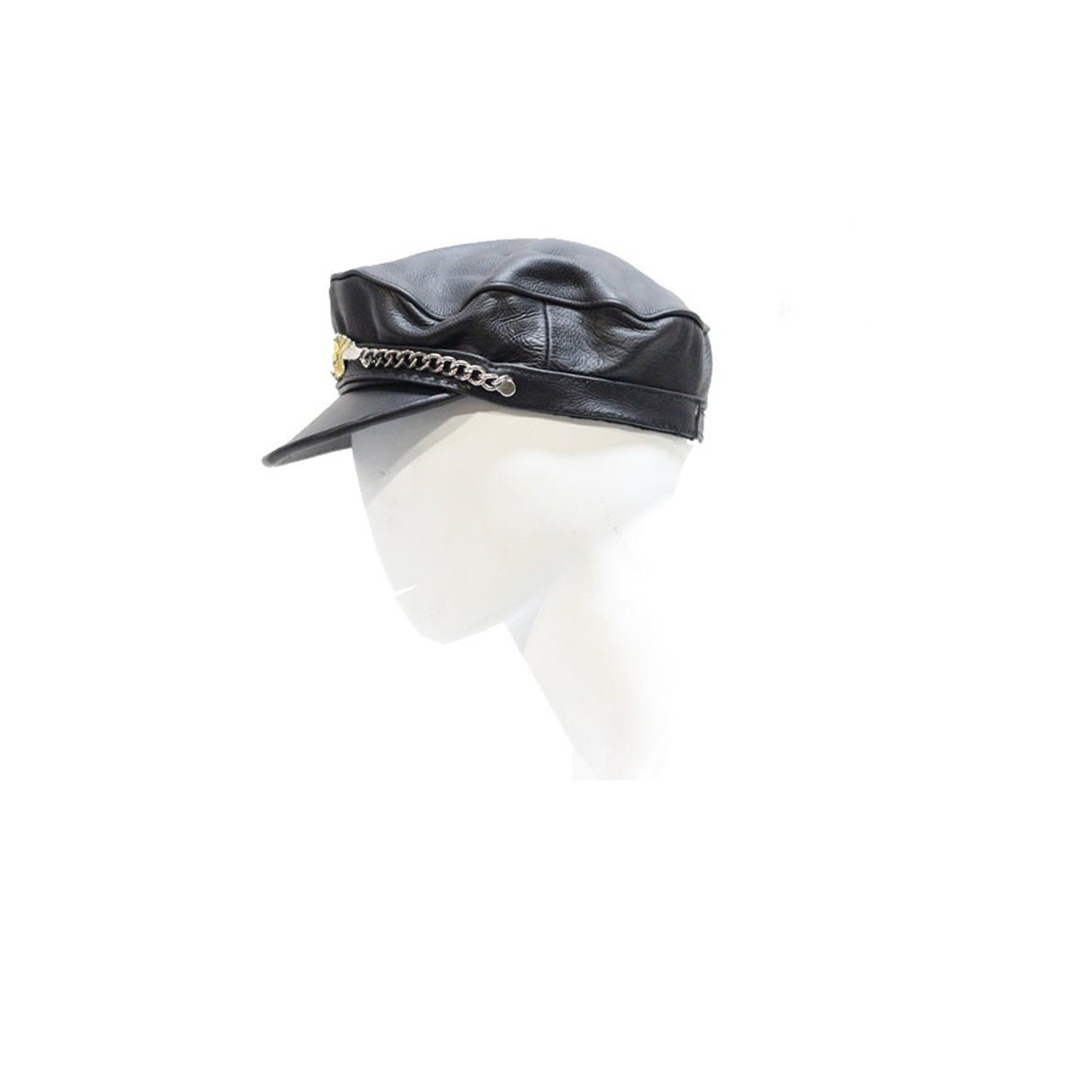 Leather Cap with Chain & Eagle