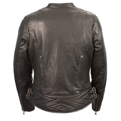 Milwaukee Leather Women's Jacket with Ribbon Detail (Black/ Black)