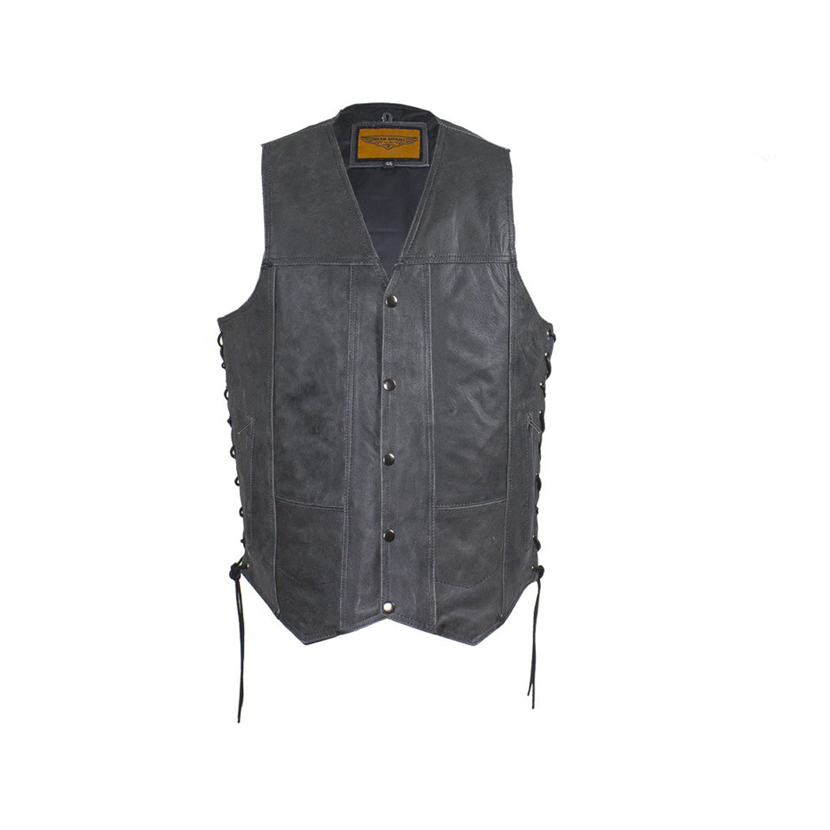 Men's Gray Club Vest with Concealed Carry Pockets & Side Laces